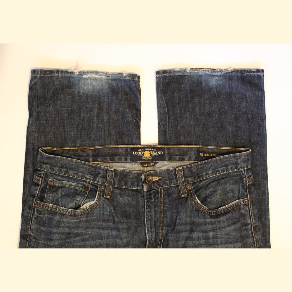 LUCKY Brand Men's 34x32 Dark Blue Denim Jeans